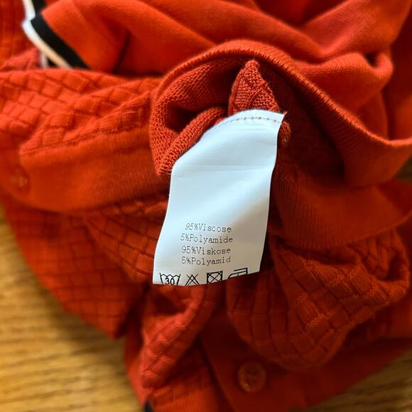 PJ Paul Jones Orange Polo Shirt Medium Knit Button Down Golf Preppy Retro Sporty - Picture 4 of 5